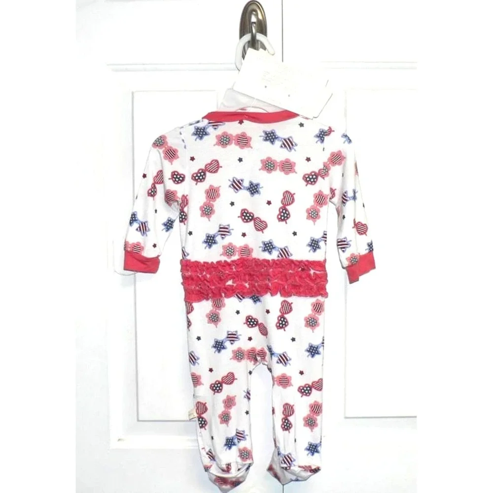 Milkberry Baby Girls 2 Pc Rayon from Bamboo Coveralls & Headband Sunglasses 3-6M